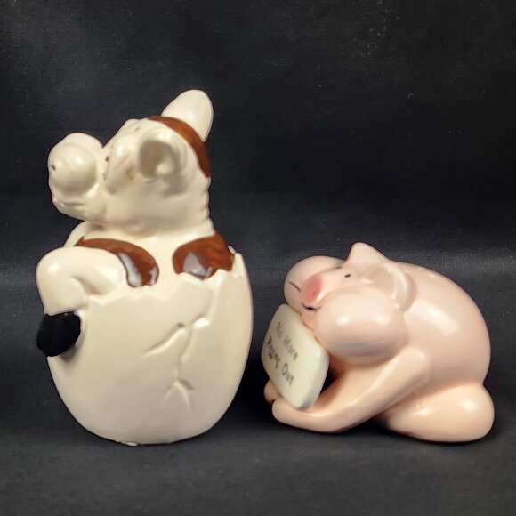 Pig & Cow Salt & Pepper Shakers "No More Pigging Out" Novelty VNTG  READ - Picture 2 of 12